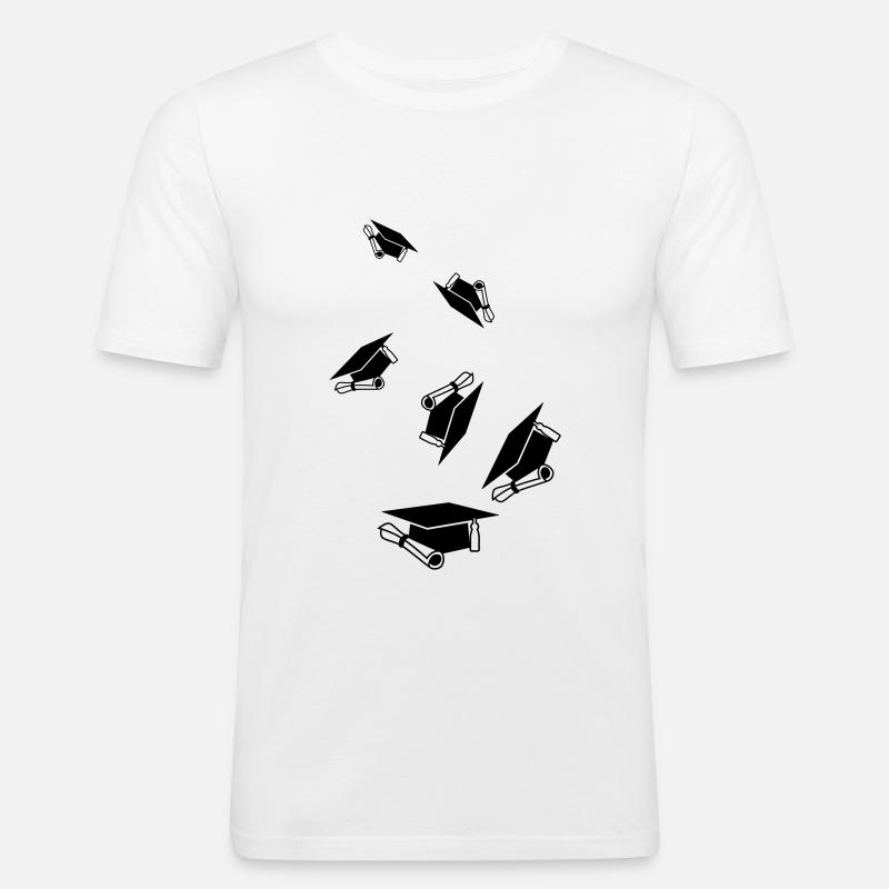 Student mütze - Männer Slim Fit T-Shirt - Weiß