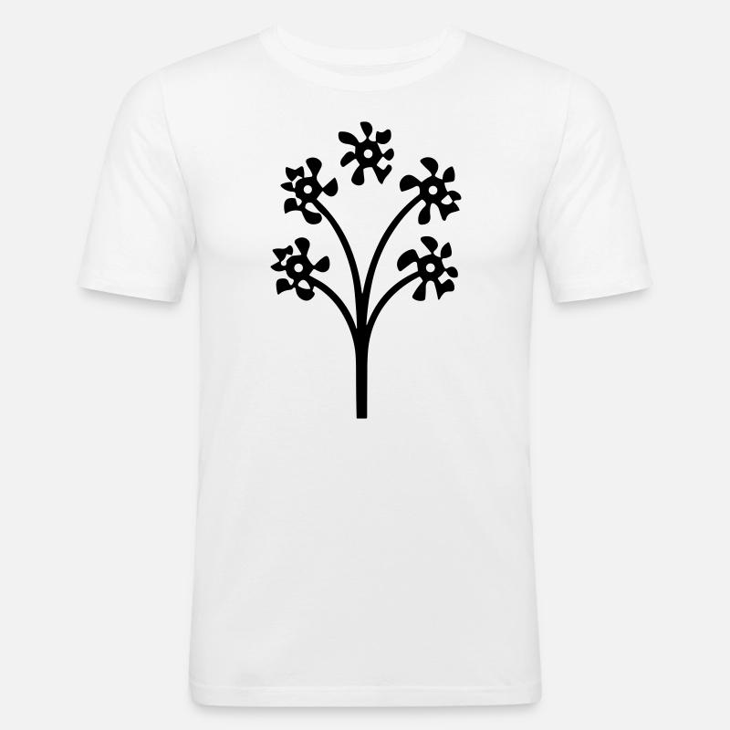 Blume mit Stiel - Männer Slim Fit T-Shirt - Weiß