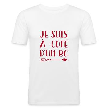 Je Suis A Cote D'Un BG - Cadeau - T-shirt près du corps Homme - blanc - Devant - Nik (191cm)