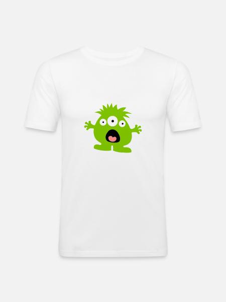 Monster - Männer Slim Fit T-Shirt - Weiß