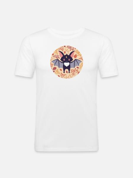 Bat with autumn pattern - Men's Slim Fit T-Shirt - white