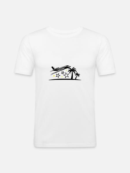 Vacances Avion Plage - T-shirt près du corps Homme - blanc