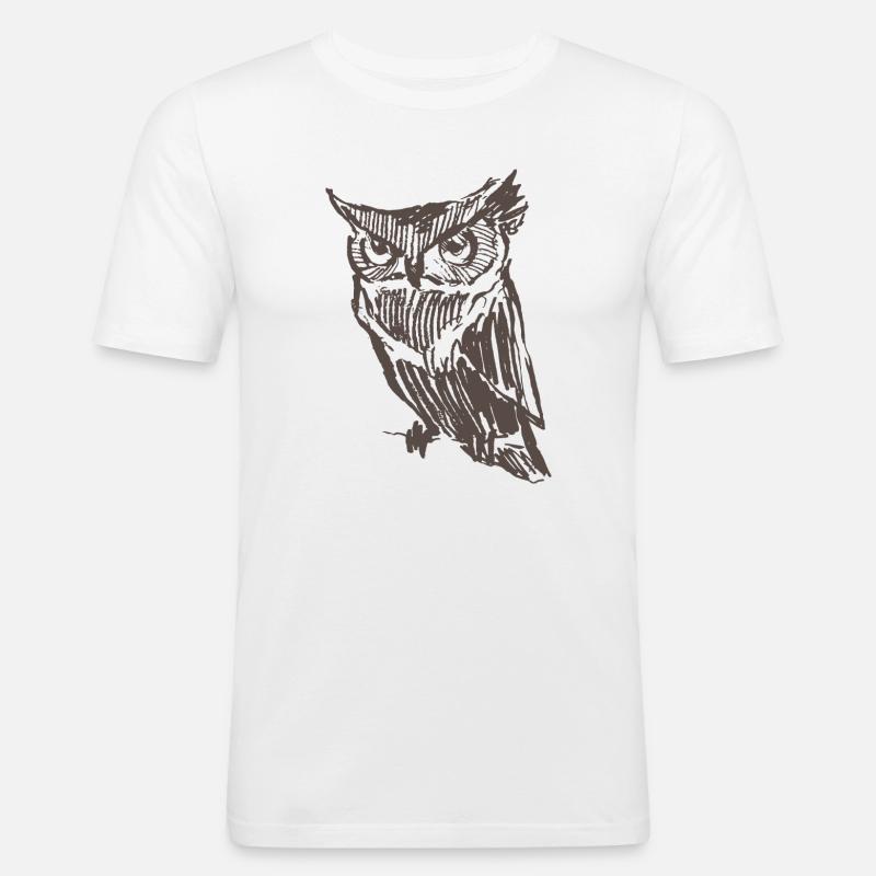 Eule - Männer Slim Fit T-Shirt - Weiß