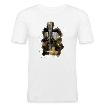 Gitarre - Männer Slim Fit T-Shirt - Weiß - Vorne - Nik (191cm)