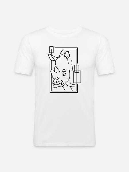 Rhinoceros in geometric design - Men's Slim Fit T-Shirt - white
