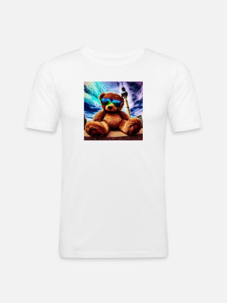 Teddy in Berlin II - Männer Slim Fit T-Shirt - Weiß