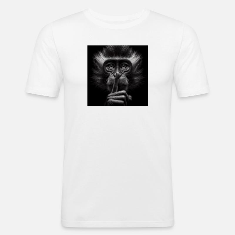Ein schweigender Affe - Männer Slim Fit T-Shirt - Weiß