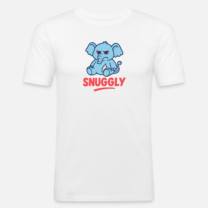 Grumpy Elephant - Männer Slim Fit T-Shirt - Weiß