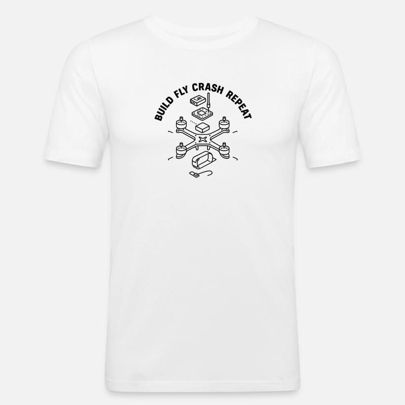 Conception de drones de construction d’aéronefs - T-shirt près du corps Homme - blanc