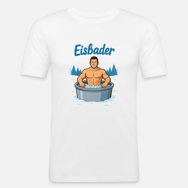Eisbader Muskelmann im Eisbad - Men's Slim Fit T-Shirt - white
