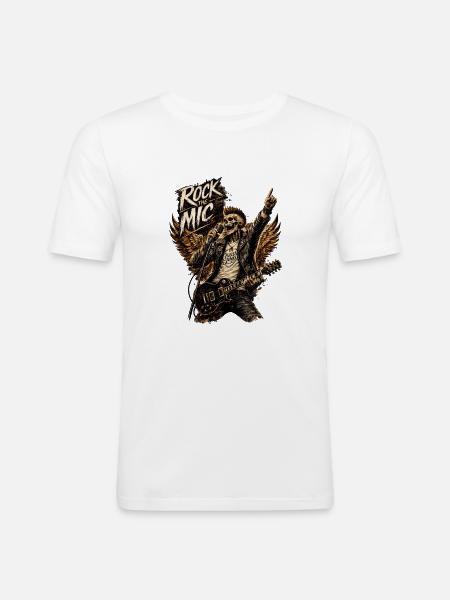 Rock the Mic Skeleton Rocker - Männer Slim Fit T-Shirt - Weiß