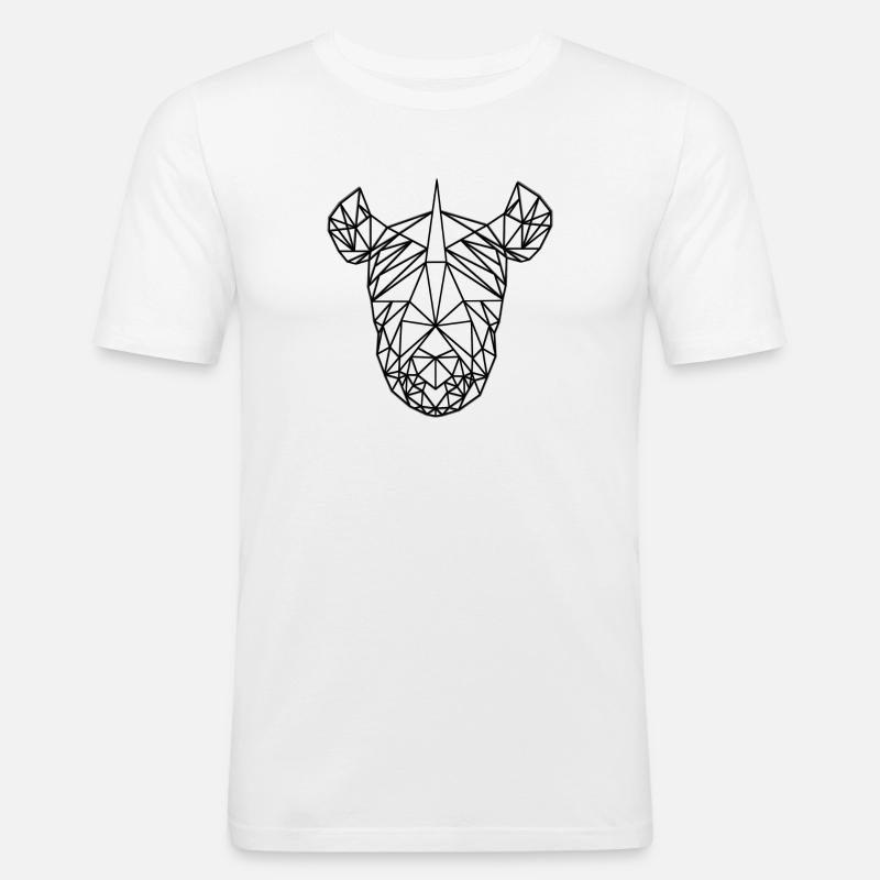 Rhino LowPoly Black & White - Männer Slim Fit T-Shirt - Weiß