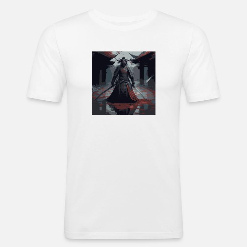 Samurai - Männer Slim Fit T-Shirt - Weiß
