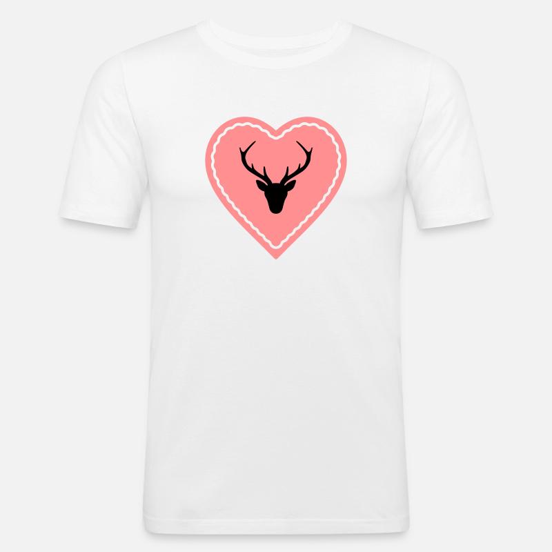 Herz Lebkuchenherz Hirsch Geweih - Männer Slim Fit T-Shirt - Weiß