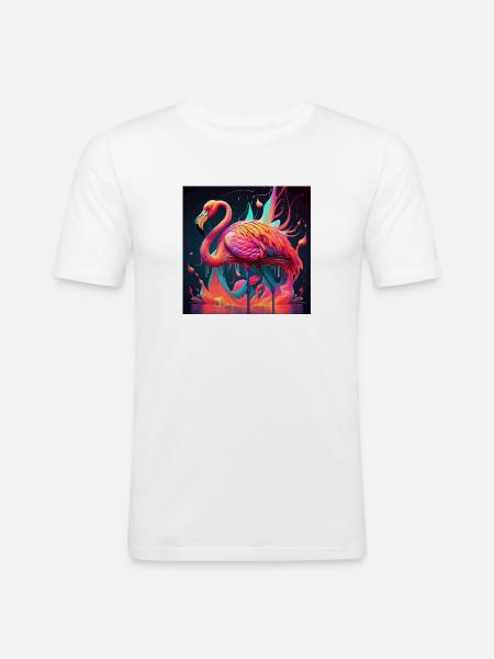 Farbiger Flamingo, einzigartiges Design - Männer Slim Fit T-Shirt - Weiß