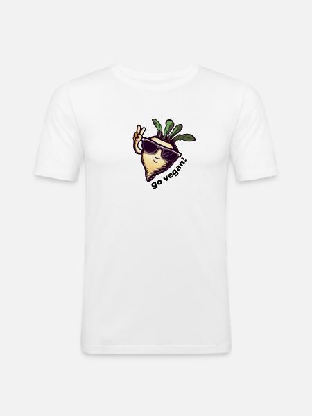 Cute vegan turnip. Peace! - Men's Slim Fit T-Shirt - white