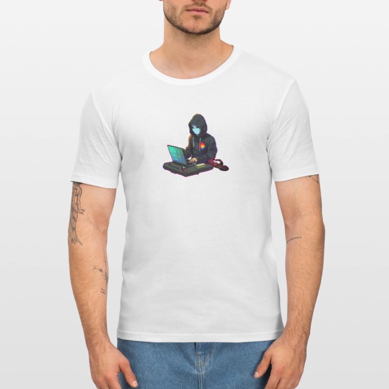 Codeur concentré T-shirt près du corps Homme