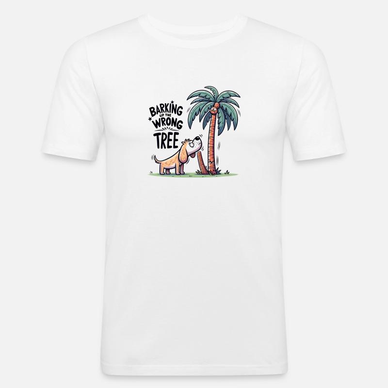 Barking Up The Wrong Tree - Männer Slim Fit T-Shirt - Weiß