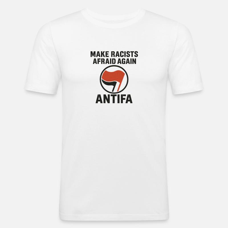Antifa - Make Racists Afraid Again - Männer Slim Fit T-Shirt - Weiß