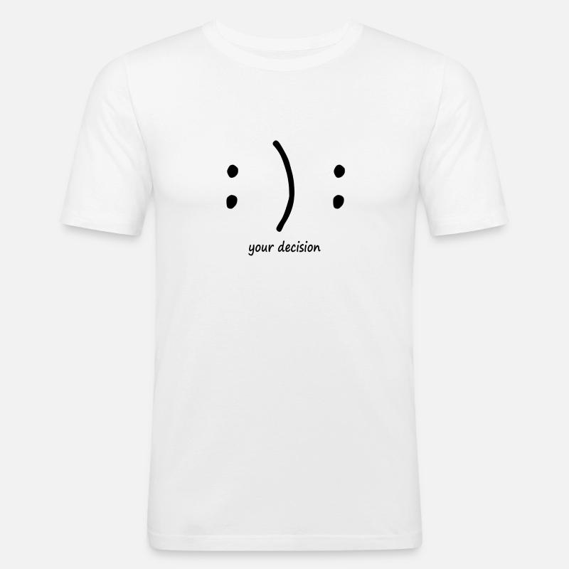 glücklich oder traurig? Emotionen Smiley - Männer Slim Fit T-Shirt - Weiß