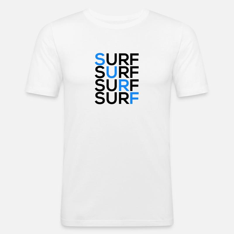 SURF SURF SURF SURF - Männer Slim Fit T-Shirt - Weiß