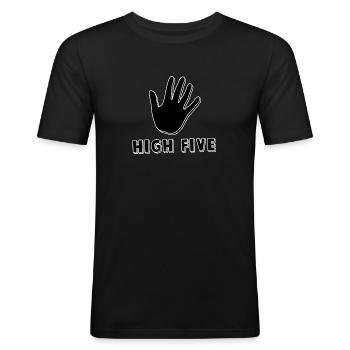 High Five - Männer Slim Fit T-Shirt - Schwarz - Vorne - Nik (191cm)