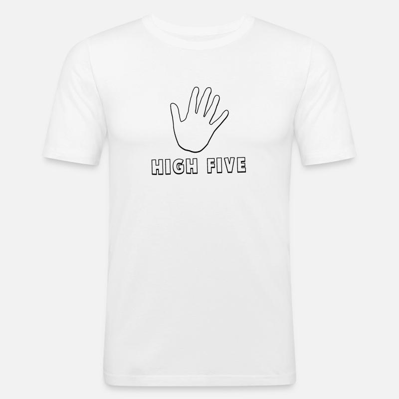 High Five - Männer Slim Fit T-Shirt - Weiß