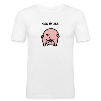 Kiss my ass pig pink gift - Men's Slim Fit T-Shirt - white - Front - Nik (191cm)