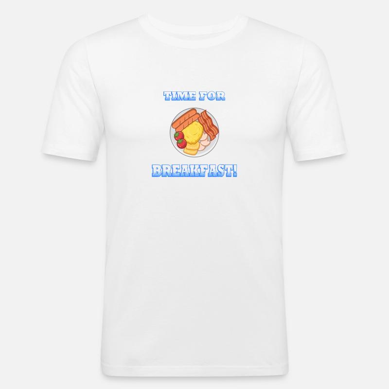 Time For Breakfast - Männer Slim Fit T-Shirt - Weiß