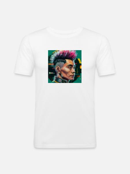 Wang 2077 - Männer Slim Fit T-Shirt - Weiß