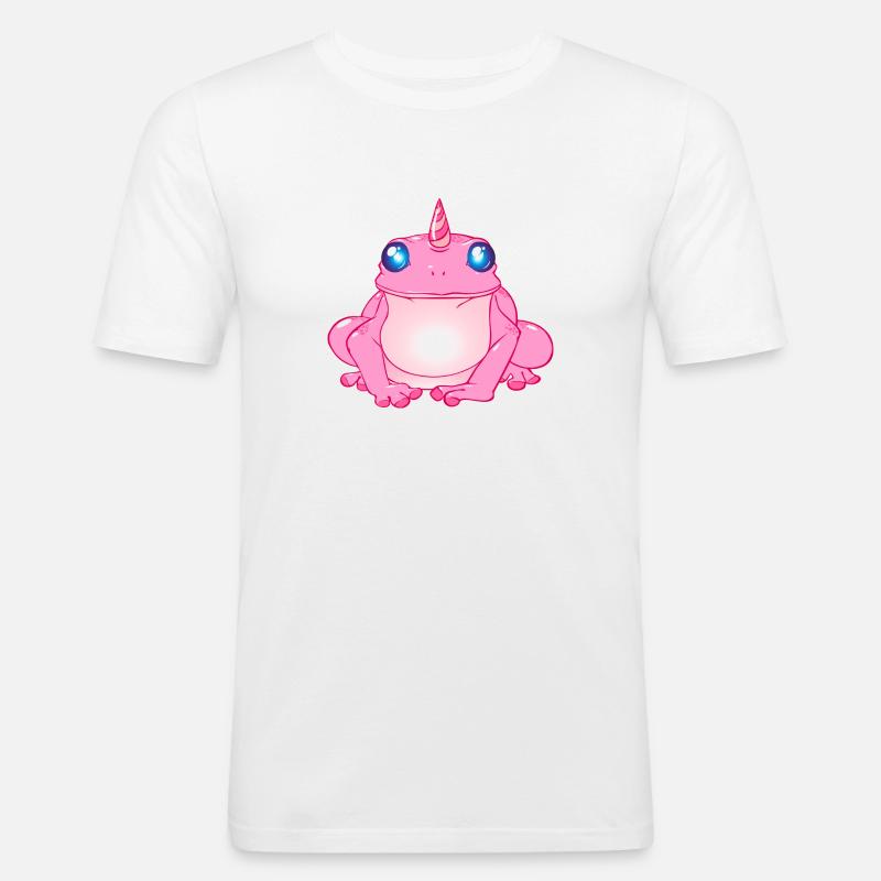 Frosch mit Horn - Männer Slim Fit T-Shirt - Weiß