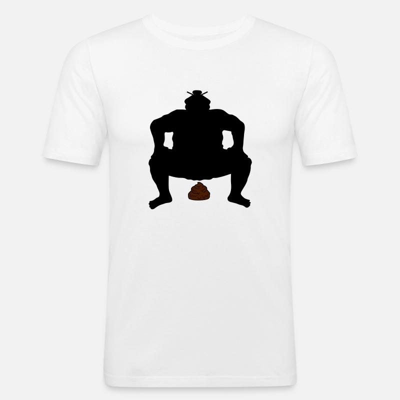 Sumo Ringer Häufchen - Männer Slim Fit T-Shirt - Weiß