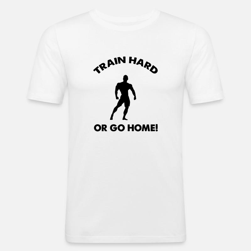 train hard go home - Männer Slim Fit T-Shirt - Weiß