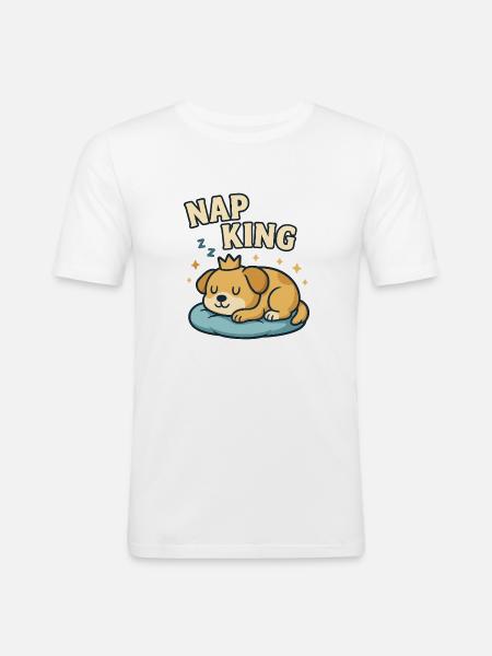 King of napping - Männer Slim Fit T-Shirt - Weiß
