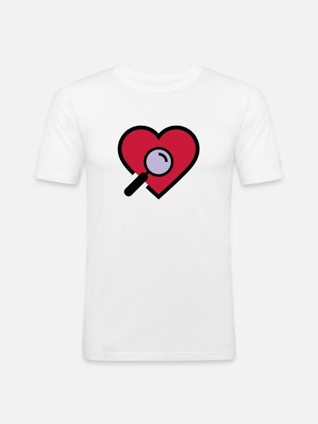 Herzuntersuchung Lupe - Männer Slim Fit T-Shirt - Weiß
