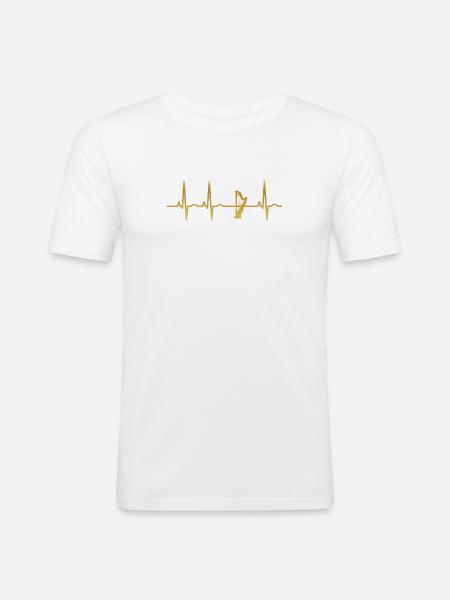 evolution ekg heartbeat harp harp - Men's Slim Fit T-Shirt - white
