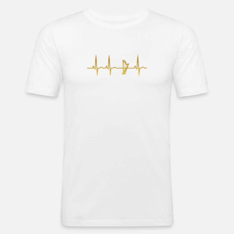 evolution ekg heartbeat harfe harp - Männer Slim Fit T-Shirt - Weiß