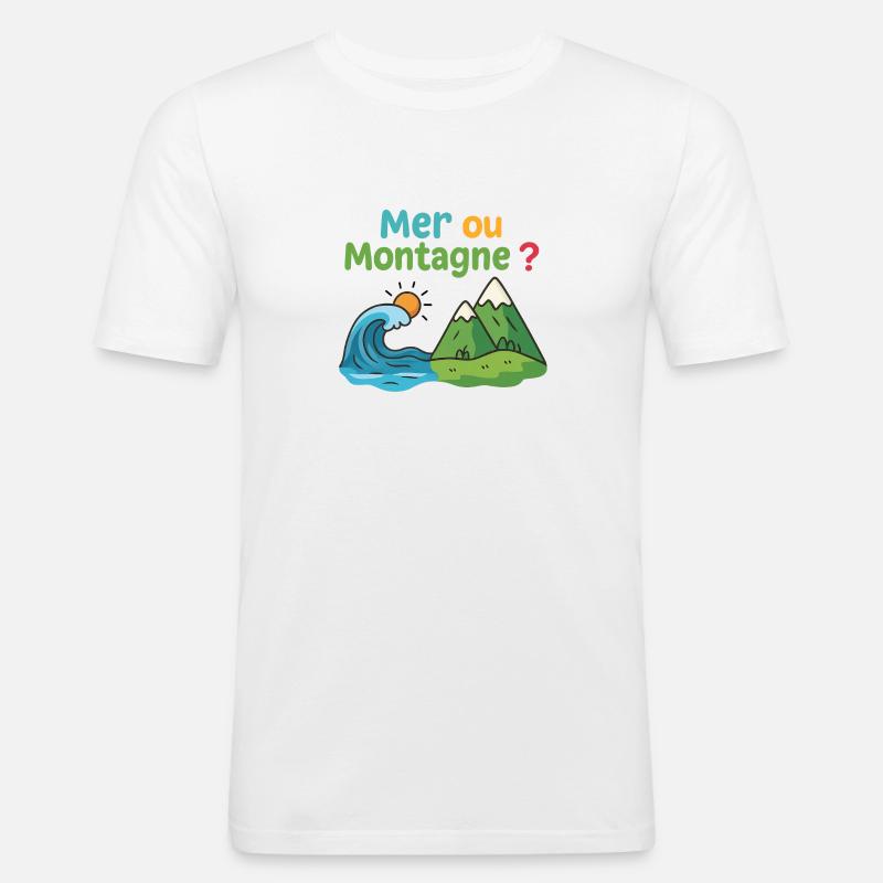 Meer oder Berg - Männer Slim Fit T-Shirt - Weiß