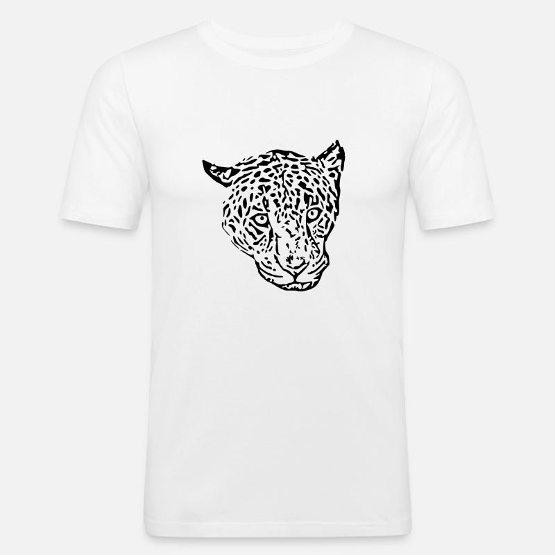 leopard schwarz - Männer Slim Fit T-Shirt - Weiß