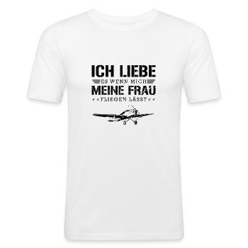 Hobbypilot Männer Flugzeug - Männer Slim Fit T-Shirt - Weiß - Vorne - Nik (191cm)
