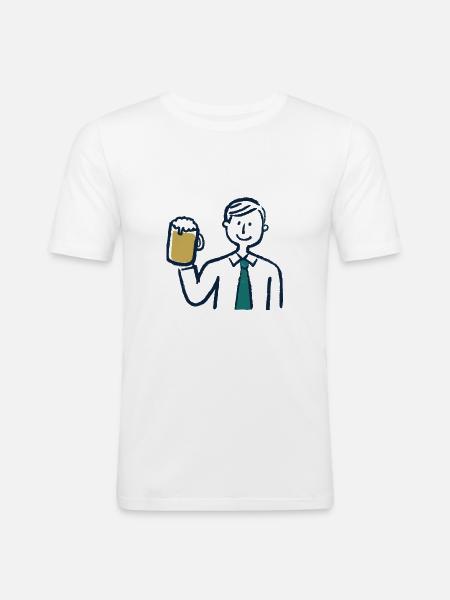 Beer trinking Guy - Männer Slim Fit T-Shirt - Weiß