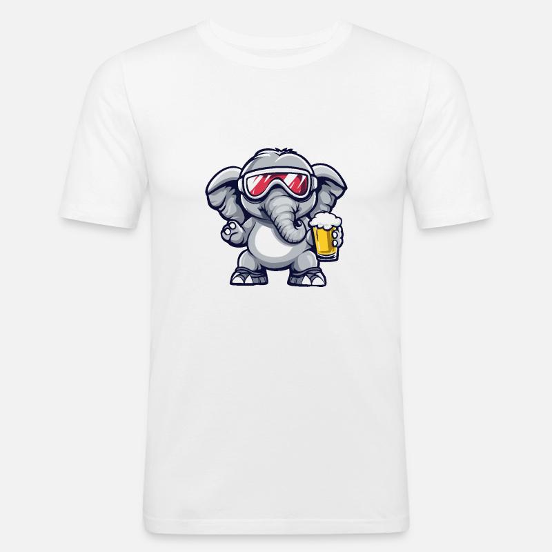 Elefant Apres Ski Bier - Männer Slim Fit T-Shirt - Weiß