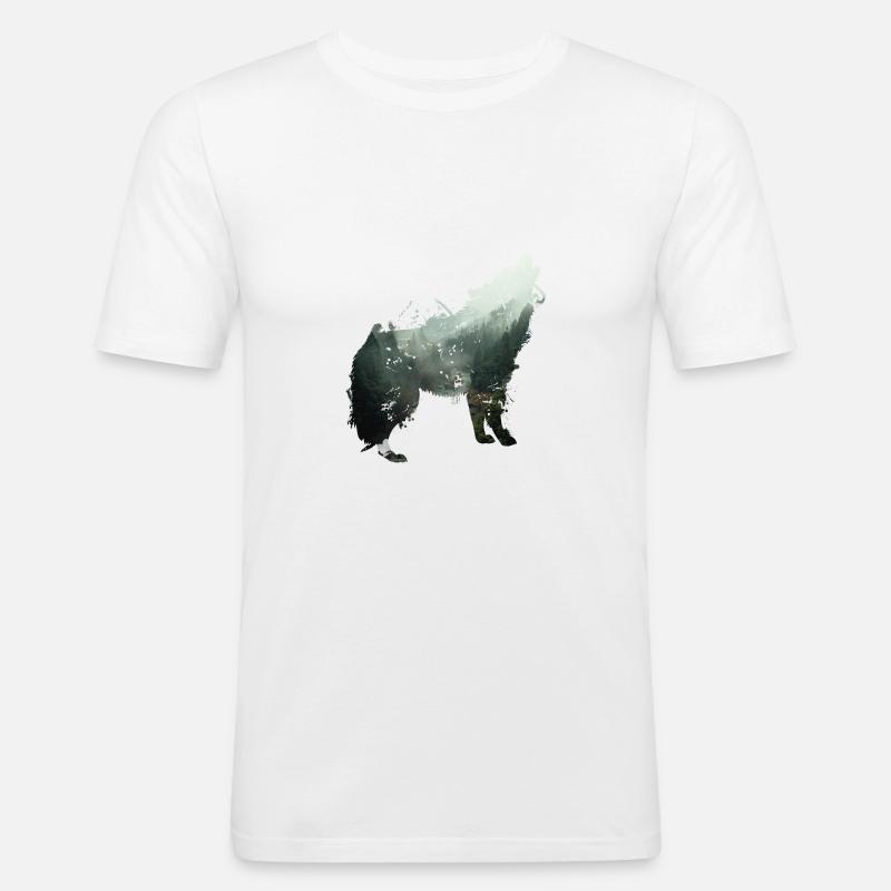 Der Wolf ist der Wald - Männer Slim Fit T-Shirt - Weiß