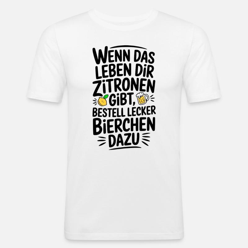 Wenn Zitrone dann lecker Bierchen - Männer Slim Fit T-Shirt - Weiß