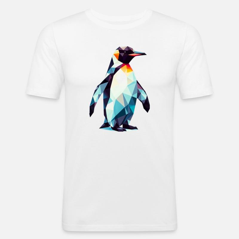 Polygonaler Pinguin - Männer Slim Fit T-Shirt - Weiß