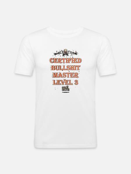 Certified Bullshit Master Level 3 - Men's Slim Fit T-Shirt - white