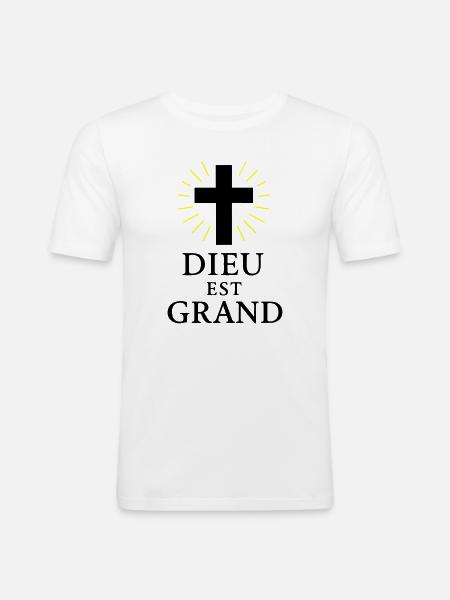 DIEU EST GRAND - T-shirt près du corps Homme - blanc