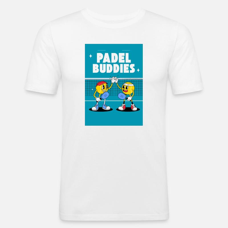 Padel Buddies High Five Duo - Männer Slim Fit T-Shirt - Weiß
