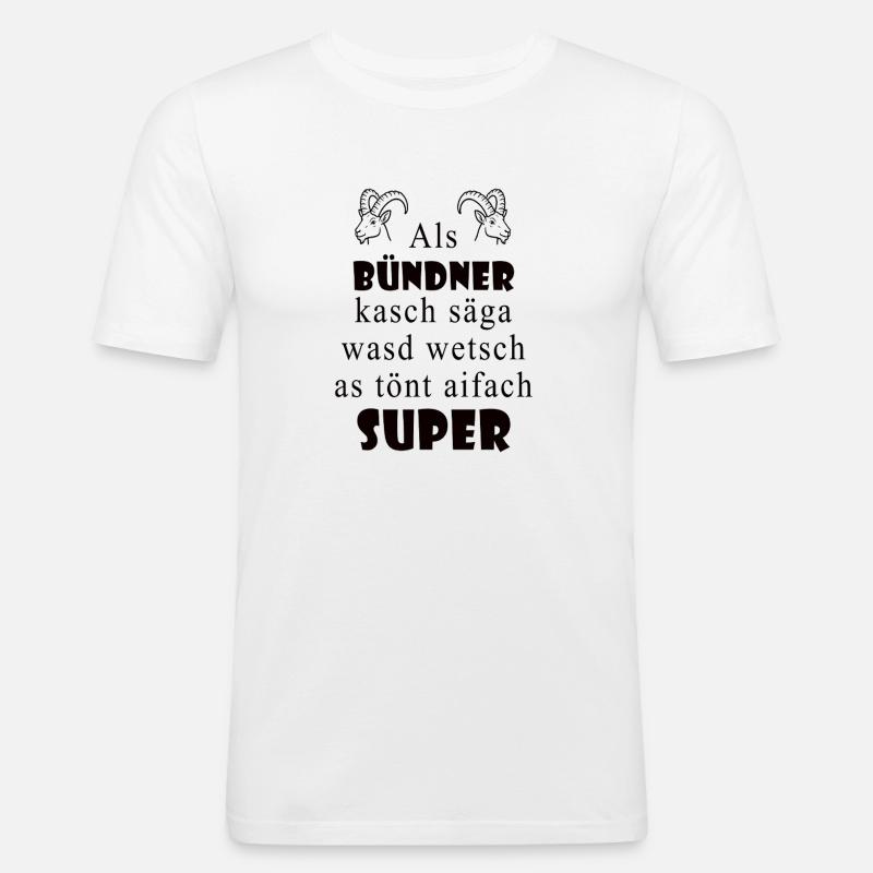 Graubünden dialect Super expression - Men's Slim Fit T-Shirt - white