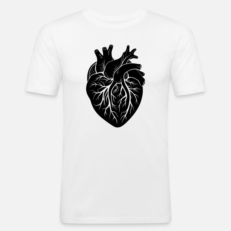 anatomisches Herz - Männer Slim Fit T-Shirt - Weiß